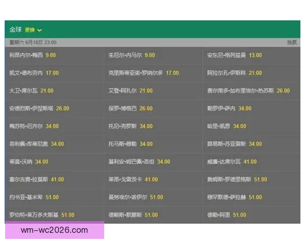 世界杯赛事最新体育竞猜赔率全解析及投注趋势深度指南